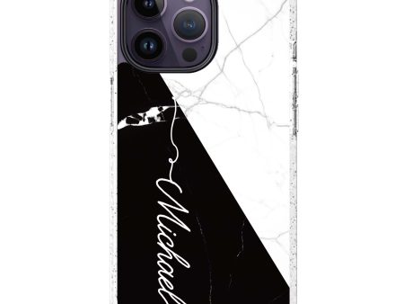 White And Black Marble iPhone 14 Pro Durashock Case For Discount