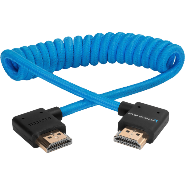 Kondor Blue Coiled Right-Angle High-Speed HDMI Cable (Kondor Blue, 12 to 24 ) on Sale