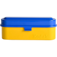 Kodak Steel 135mm Film Case (Blue Lid Yellow Body) For Sale