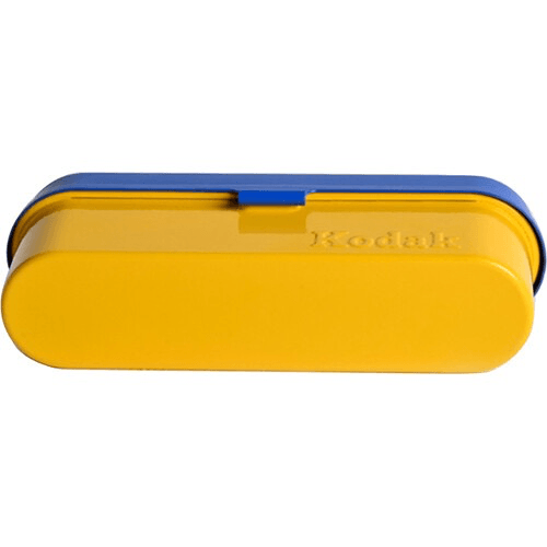 Kodak Steel 135mm Film Case (Blue Lid Yellow Body) For Sale